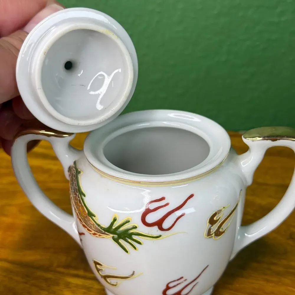 Vintage Kutani Japan Hand Painted Dragonware Sunray Tea Set